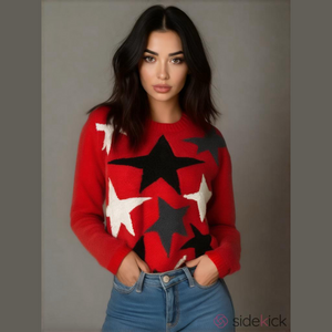 Star Sweater! Pit to Pit is 21”, Length is 29”